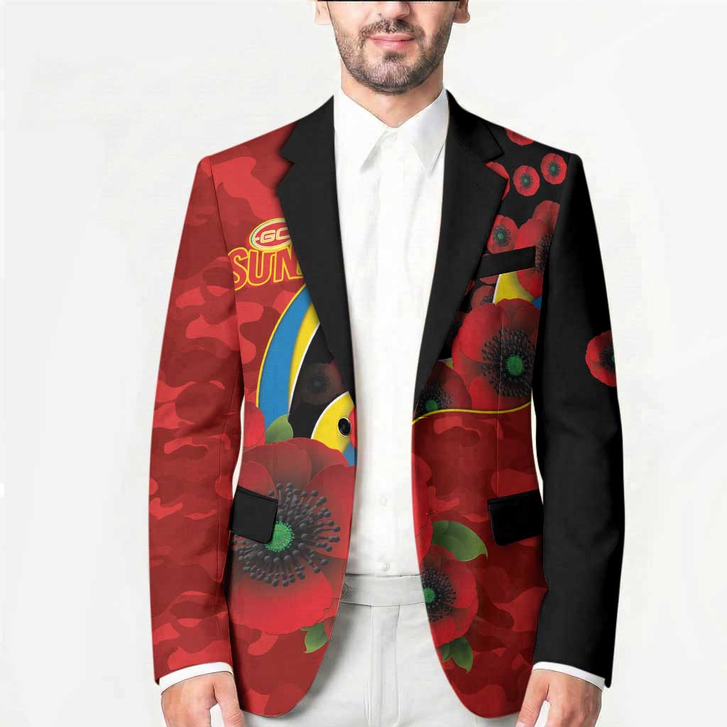 Gold Suns ANZAC Personalised Blazer Lest We Forget Poppy Camo