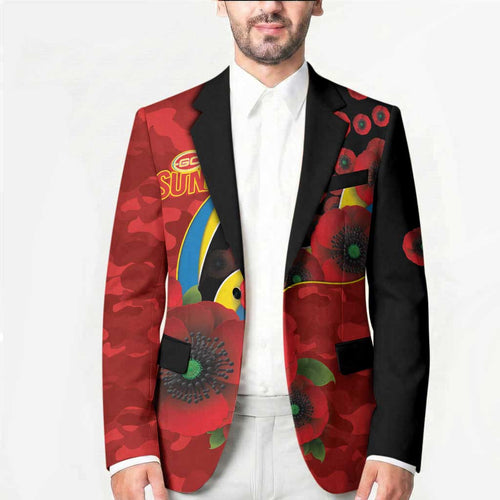 Gold Suns ANZAC Personalised Blazer Lest We Forget Poppy Camo