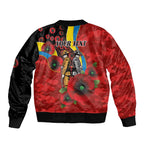 Gold Suns ANZAC Personalised Bomber Jacket Lest We Forget Poppy Camo