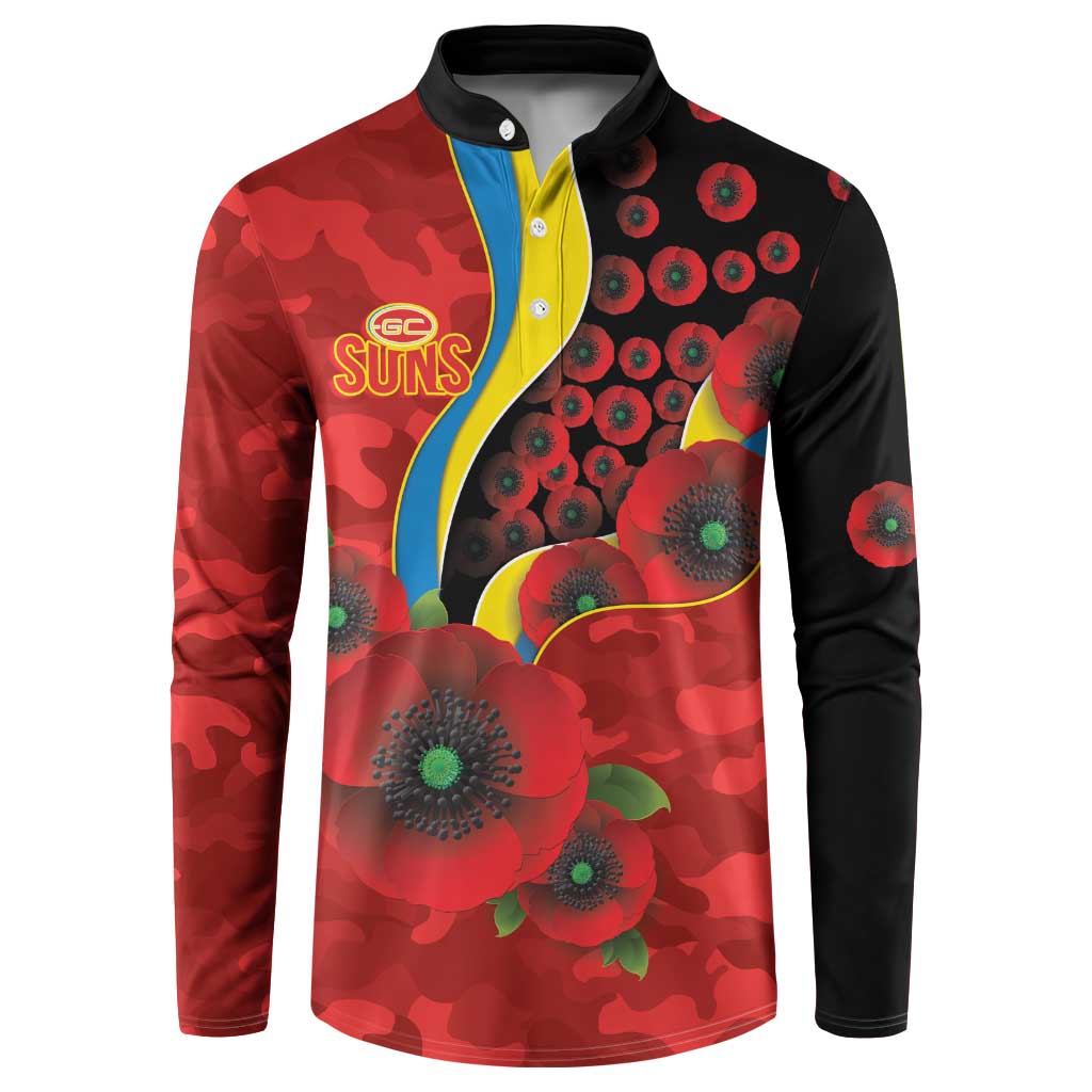 Gold Suns ANZAC Personalised Button Sweatshirt Lest We Forget Poppy Camo