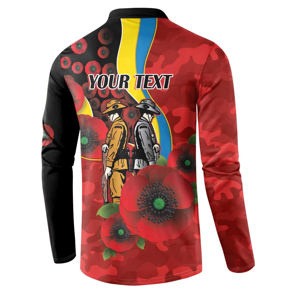 Gold Suns ANZAC Personalised Button Sweatshirt Lest We Forget Poppy Camo