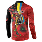 Gold Suns ANZAC Personalised Button Sweatshirt Lest We Forget Poppy Camo
