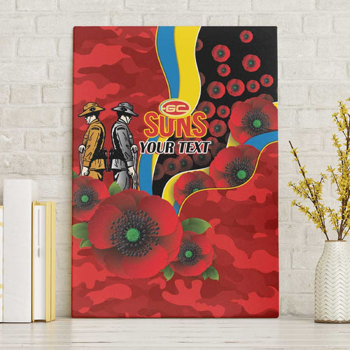 Gold Suns ANZAC Personalised Canvas Wall Art Lest We Forget Poppy Camo