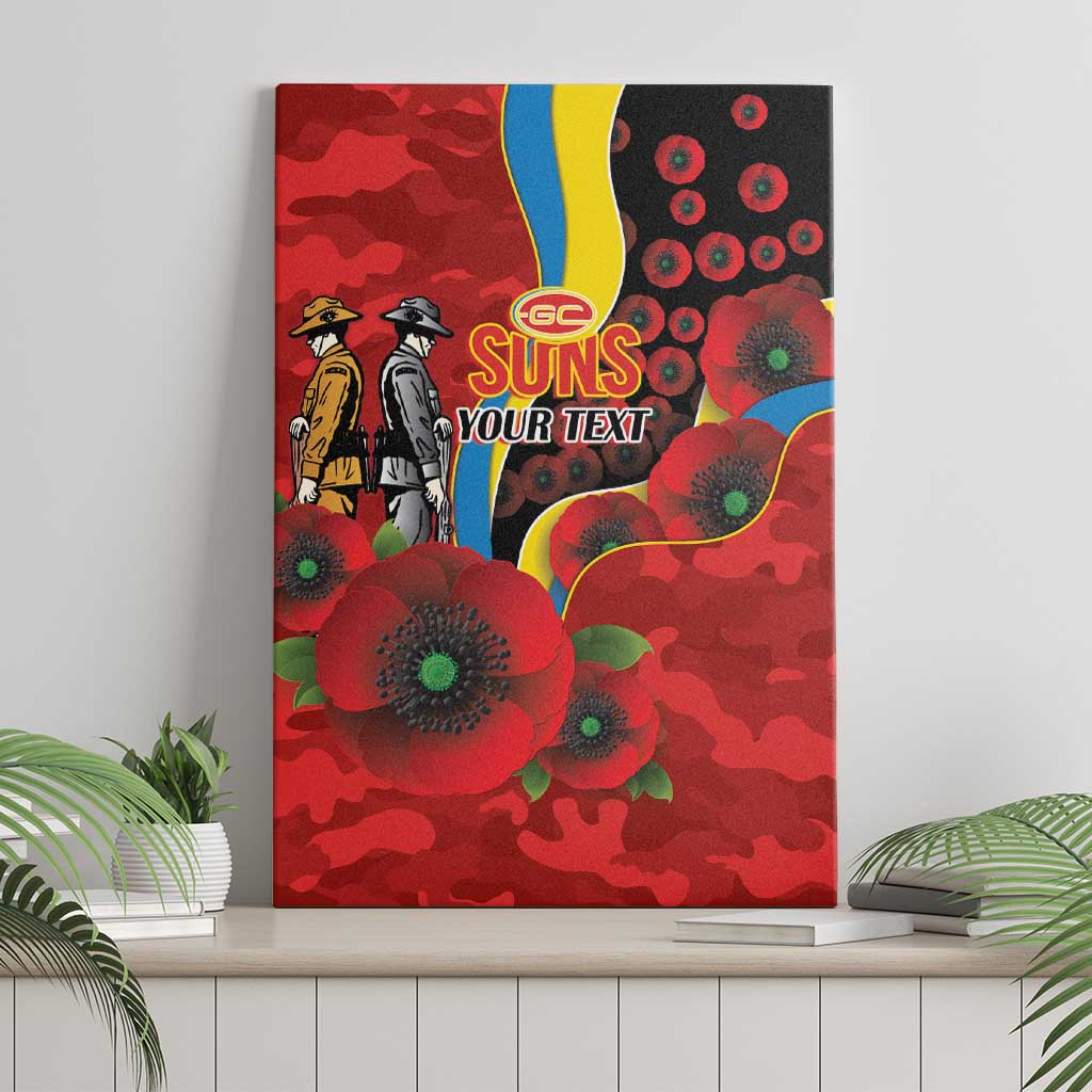 Gold Suns ANZAC Personalised Canvas Wall Art Lest We Forget Poppy Camo