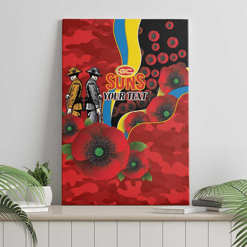 Gold Suns ANZAC Personalised Canvas Wall Art Lest We Forget Poppy Camo