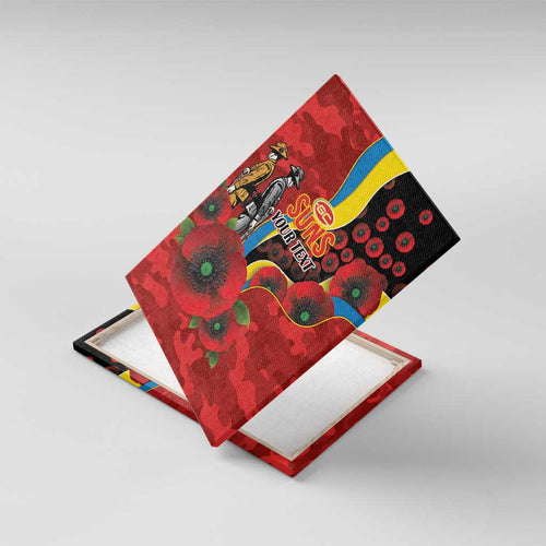 Gold Suns ANZAC Personalised Canvas Wall Art Lest We Forget Poppy Camo