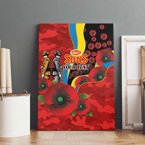 Gold Suns ANZAC Personalised Canvas Wall Art Lest We Forget Poppy Camo
