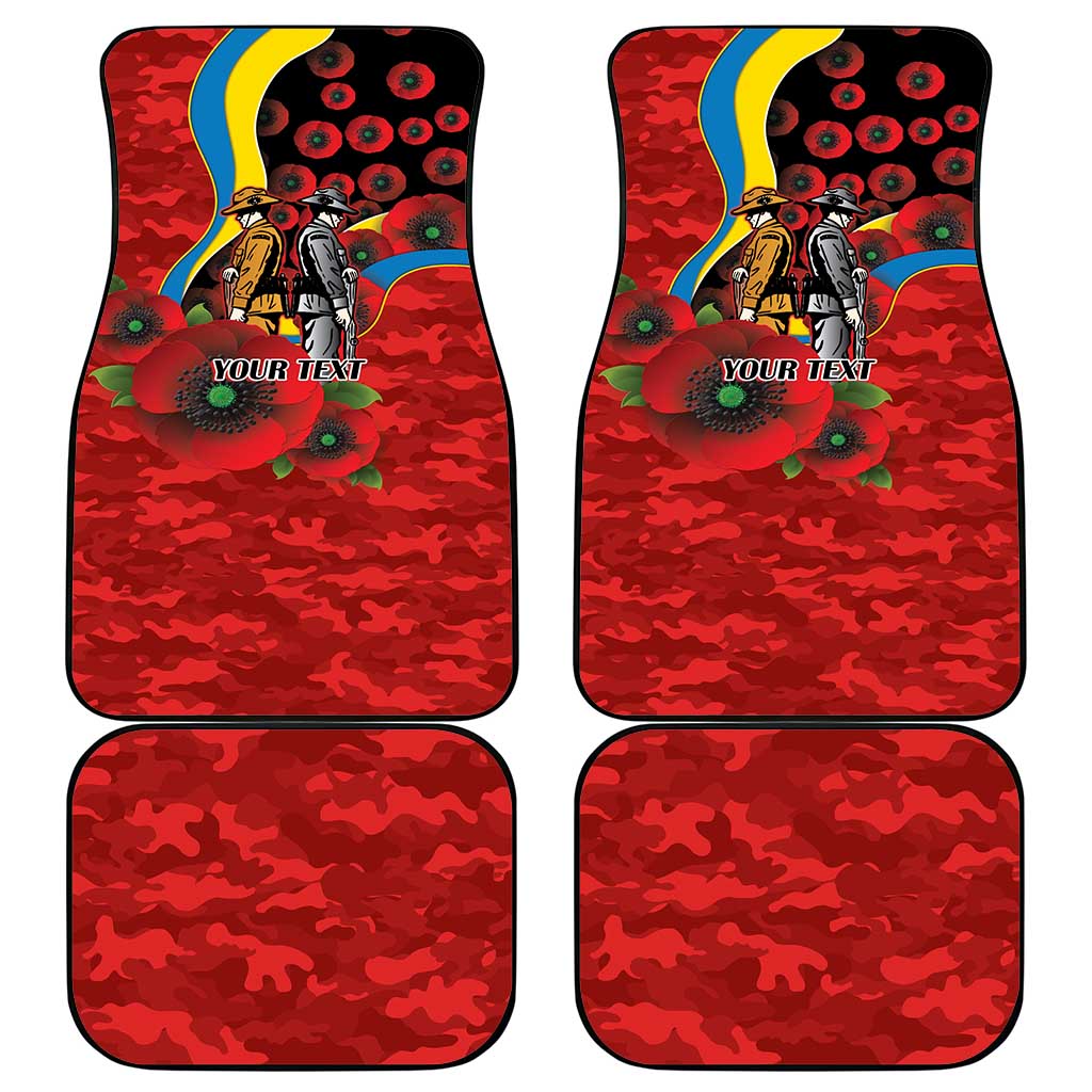 Gold Suns ANZAC Personalised Car Mats Lest We Forget Poppy Camo