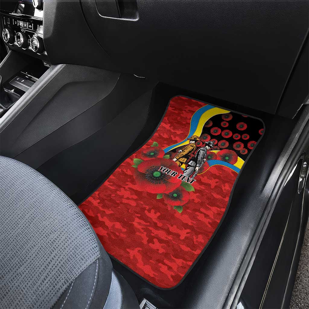 Gold Suns ANZAC Personalised Car Mats Lest We Forget Poppy Camo
