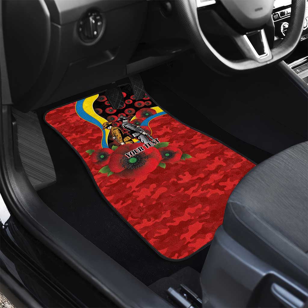 Gold Suns ANZAC Personalised Car Mats Lest We Forget Poppy Camo