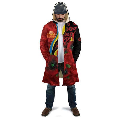 Gold Suns ANZAC Personalised Cloak Lest We Forget Poppy Camo
