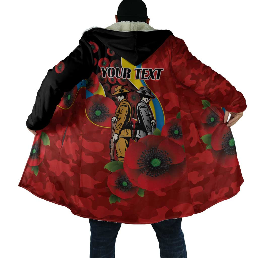 Gold Suns ANZAC Personalised Cloak Lest We Forget Poppy Camo