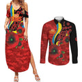 Gold Suns ANZAC Personalised Couples Matching Summer Maxi Dress and Long Sleeve Button Shirt Lest We Forget Poppy Camo