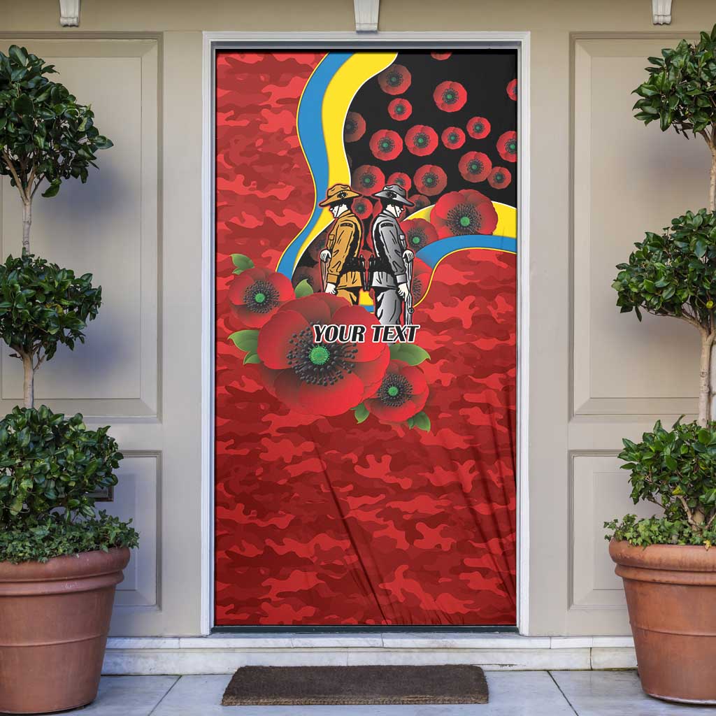 Gold Suns ANZAC Personalised Door Cover Lest We Forget Poppy Camo