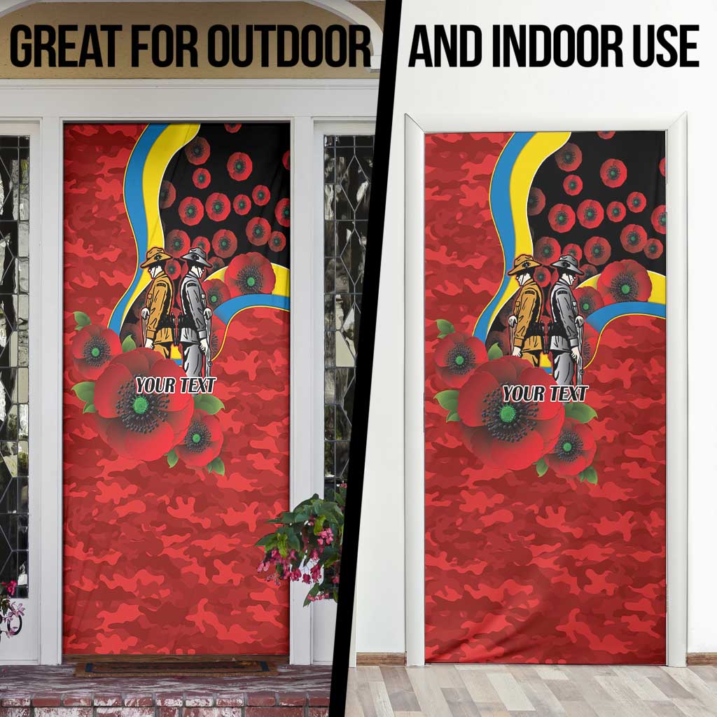 Gold Suns ANZAC Personalised Door Cover Lest We Forget Poppy Camo