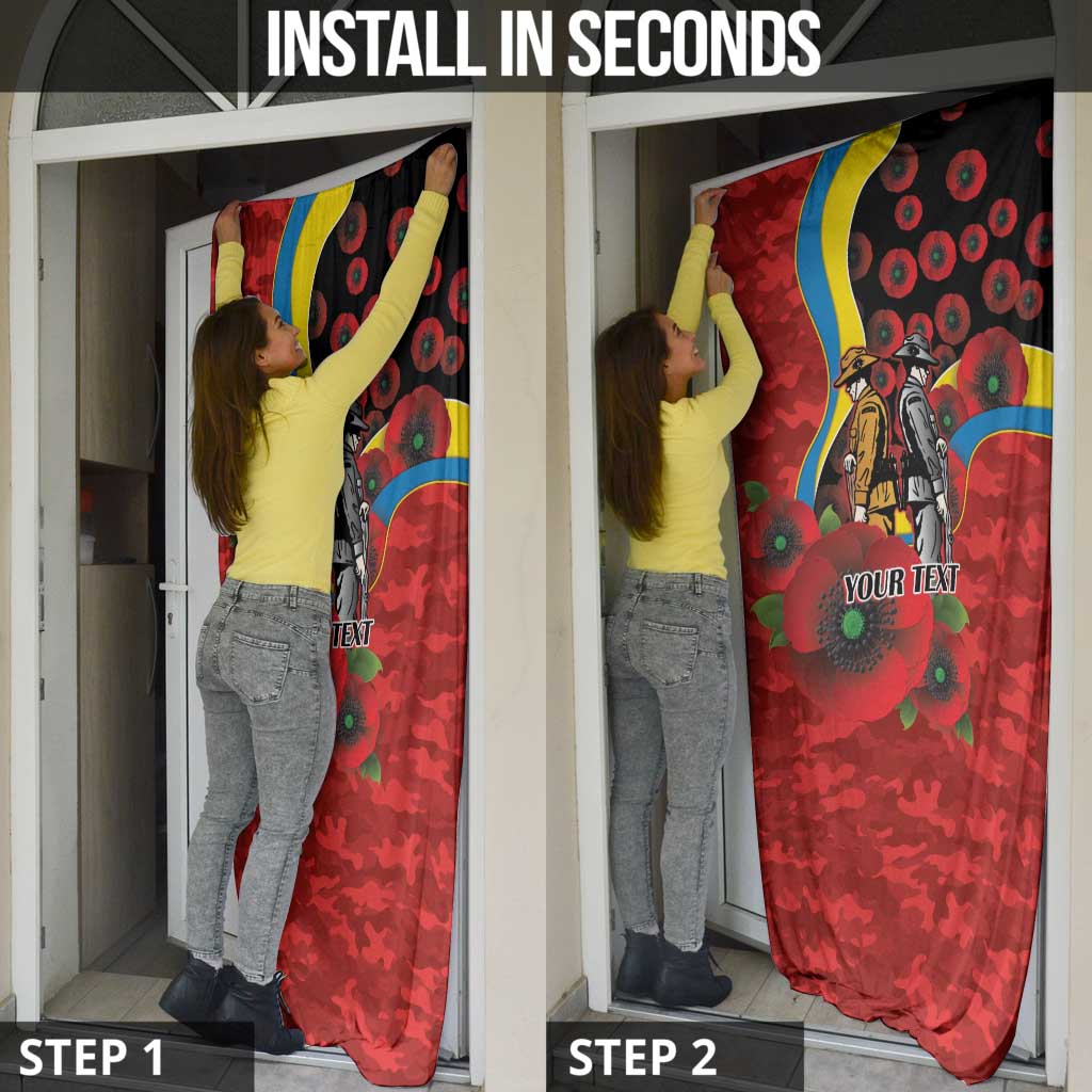 Gold Suns ANZAC Personalised Door Cover Lest We Forget Poppy Camo