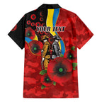 Gold Suns ANZAC Personalised Family Matching Off The Shoulder Long Sleeve Dress and Hawaiian Shirt Lest We Forget Poppy Camo