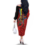 Gold Suns ANZAC Personalised Family Matching Off The Shoulder Long Sleeve Dress and Hawaiian Shirt Lest We Forget Poppy Camo