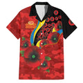 Gold Suns ANZAC Personalised Family Matching Off Shoulder Maxi Dress and Hawaiian Shirt Lest We Forget Poppy Camo