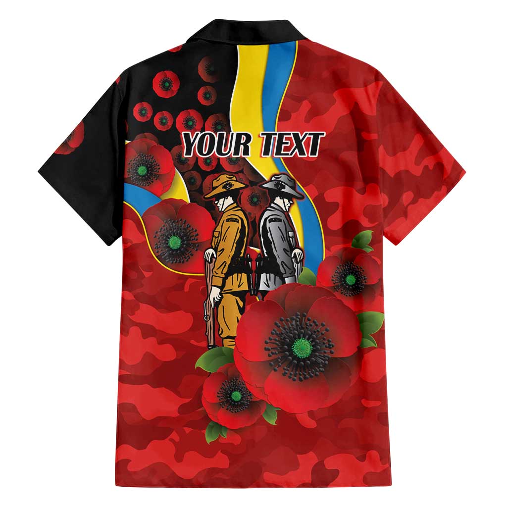 Gold Suns ANZAC Personalised Family Matching Summer Maxi Dress and Hawaiian Shirt Lest We Forget Poppy Camo