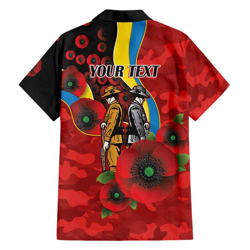 Gold Suns ANZAC Personalised Family Matching Summer Maxi Dress and Hawaiian Shirt Lest We Forget Poppy Camo