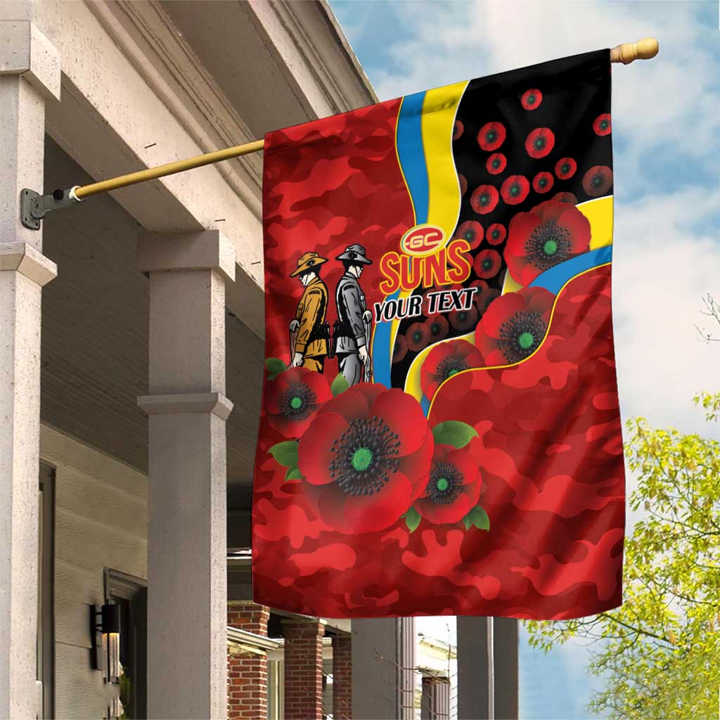 Gold Suns ANZAC Personalised Garden Flag Lest We Forget Poppy Camo