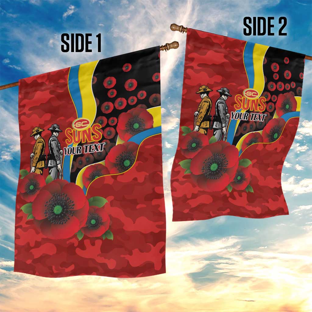 Gold Suns ANZAC Personalised Garden Flag Lest We Forget Poppy Camo