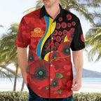 Gold Suns ANZAC Personalised Hawaiian Shirt Lest We Forget Poppy Camo