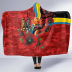 Gold Suns ANZAC Personalised Hooded Blanket Lest We Forget Poppy Camo