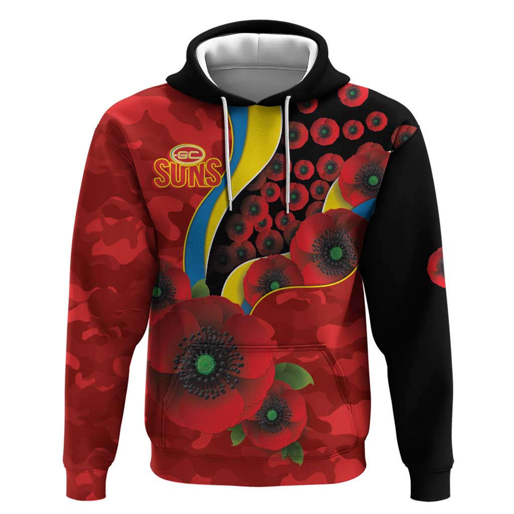 Gold Suns ANZAC Personalised Hoodie Lest We Forget Poppy Camo