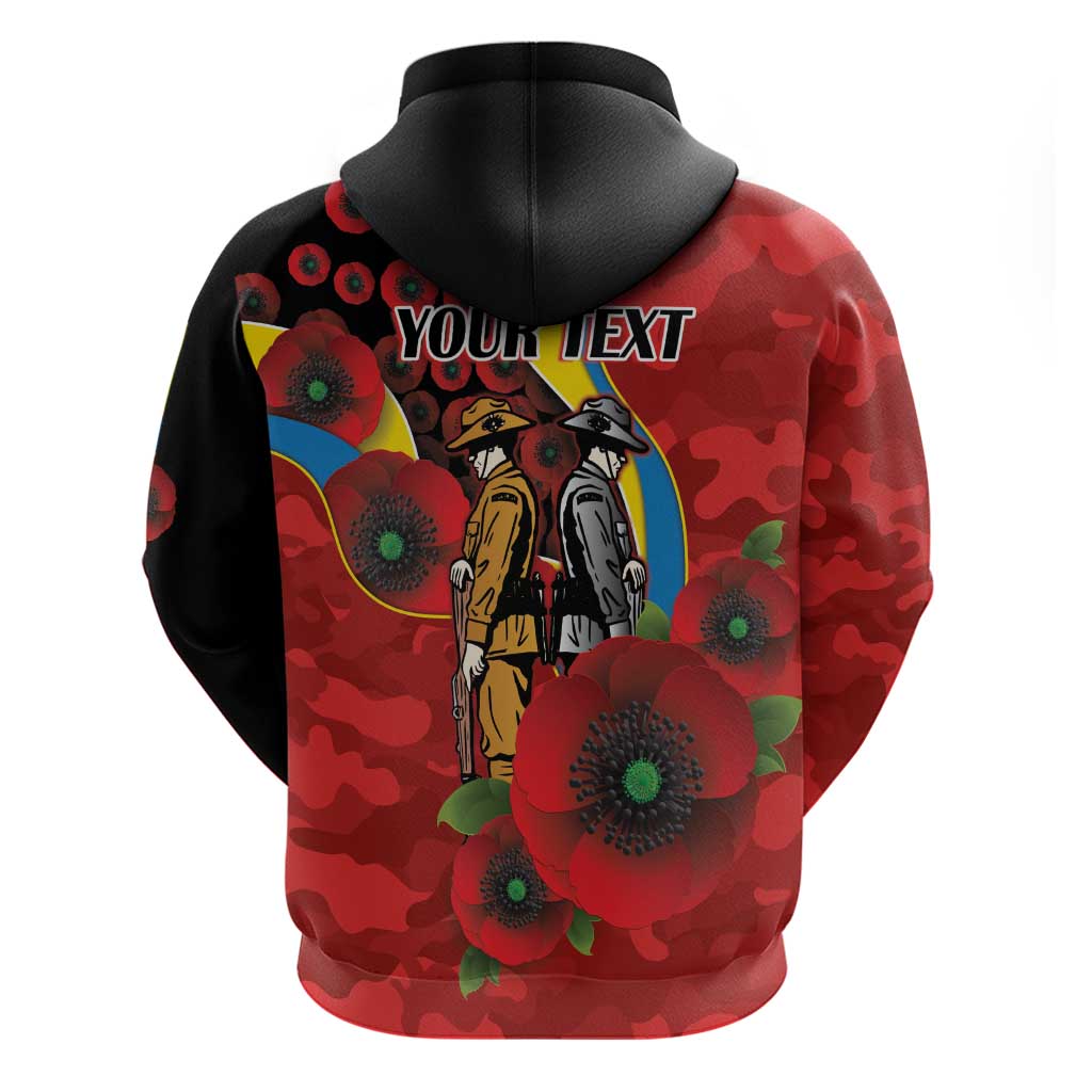 Gold Suns ANZAC Personalised Hoodie Lest We Forget Poppy Camo