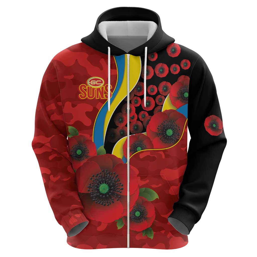Gold Suns ANZAC Personalised Hoodie Lest We Forget Poppy Camo