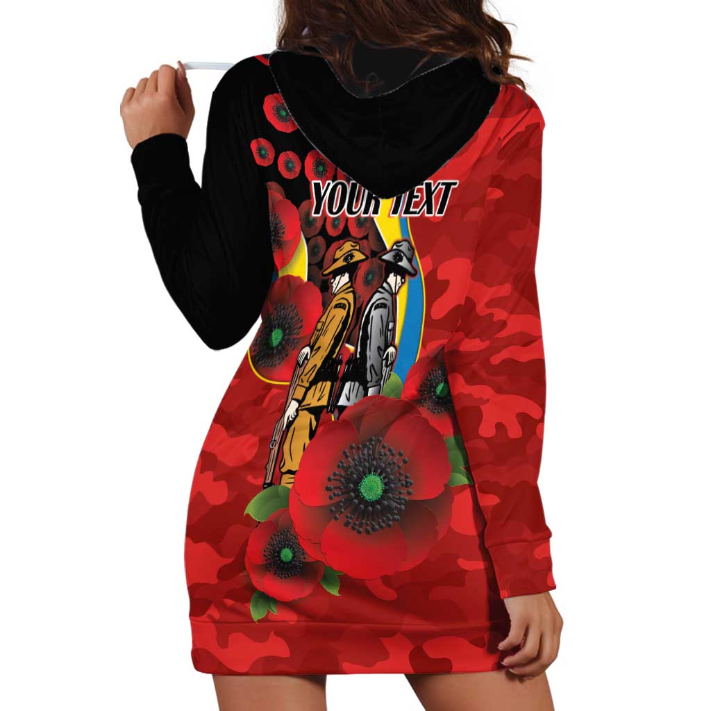 Gold Suns ANZAC Personalised Hoodie Dress Lest We Forget Poppy Camo