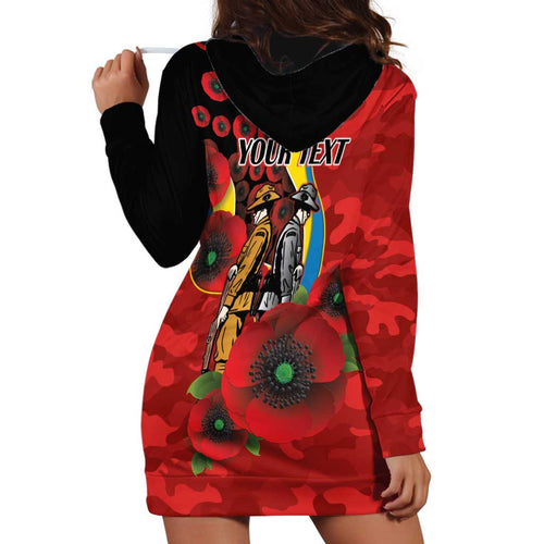 Gold Suns ANZAC Personalised Hoodie Dress Lest We Forget Poppy Camo