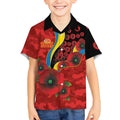 Gold Suns ANZAC Personalised Kid Hawaiian Shirt Lest We Forget Poppy Camo