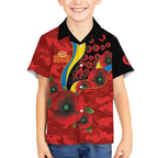 Gold Suns ANZAC Personalised Kid Hawaiian Shirt Lest We Forget Poppy Camo