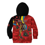 Gold Suns ANZAC Personalised Kid Hoodie Lest We Forget Poppy Camo