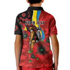 Gold Suns ANZAC Personalised Kid Polo Shirt Lest We Forget Poppy Camo