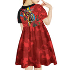Gold Suns ANZAC Personalised Kid Short Sleeve Dress Lest We Forget Poppy Camo