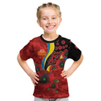 Gold Suns ANZAC Personalised Kid T Shirt Lest We Forget Poppy Camo