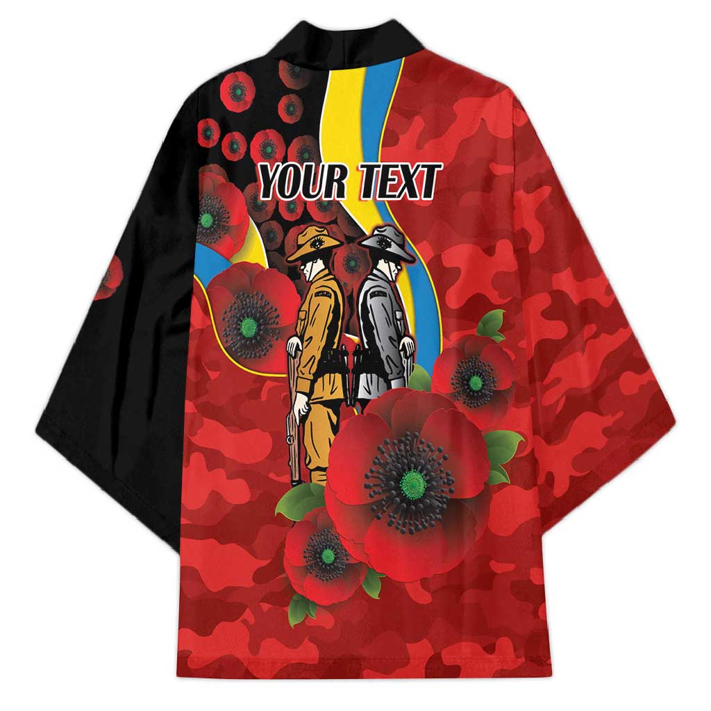 Gold Suns ANZAC Personalised Kimono Lest We Forget Poppy Camo