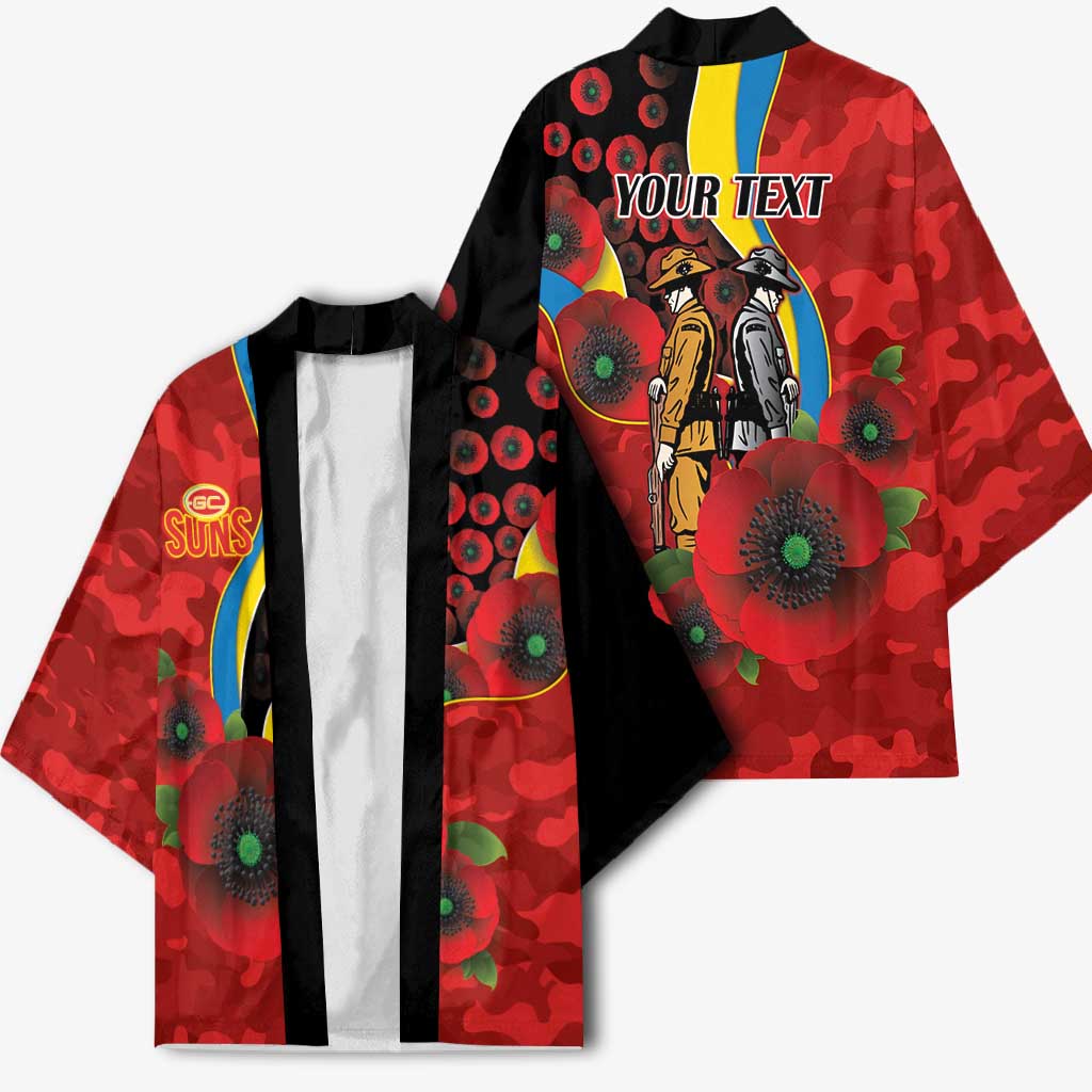 Gold Suns ANZAC Personalised Kimono Lest We Forget Poppy Camo