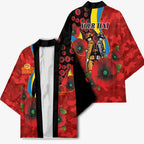 Gold Suns ANZAC Personalised Kimono Lest We Forget Poppy Camo