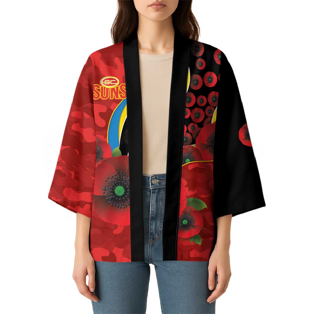 Gold Suns ANZAC Personalised Kimono Lest We Forget Poppy Camo