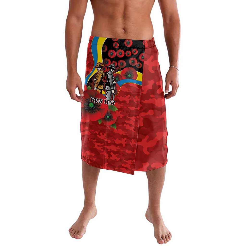 Gold Suns ANZAC Personalised Lavalava Lest We Forget Poppy Camo