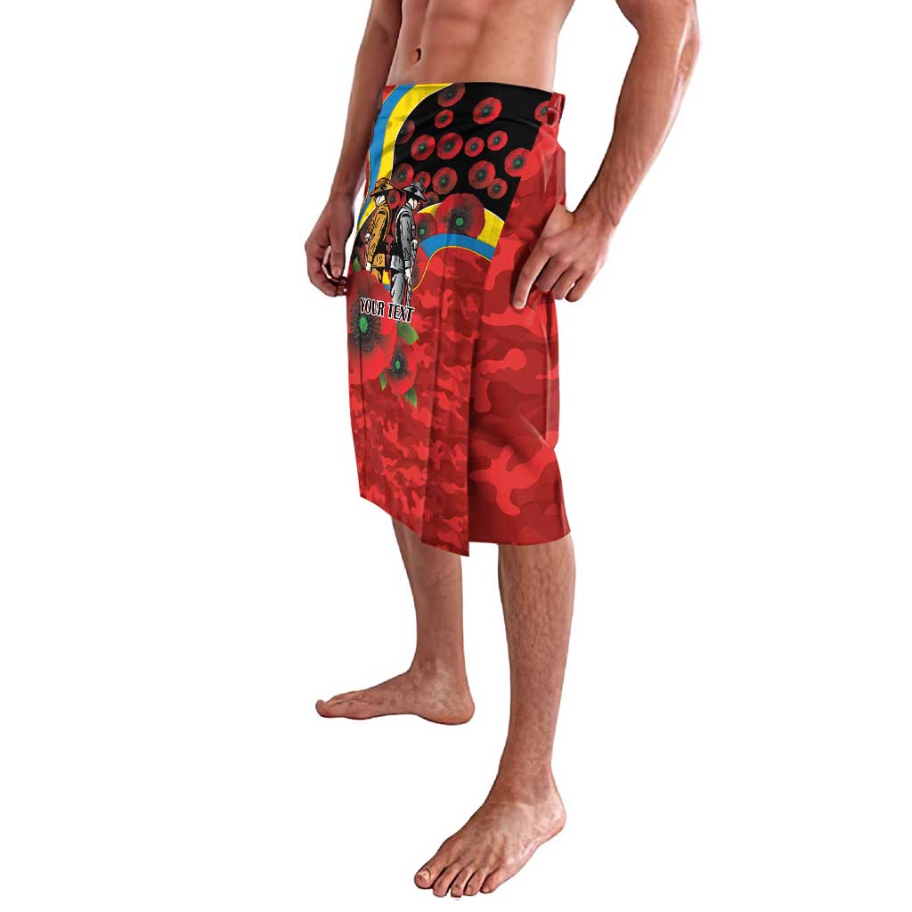 Gold Suns ANZAC Personalised Lavalava Lest We Forget Poppy Camo