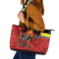 Gold Suns ANZAC Personalised Leather Tote Bag Lest We Forget Poppy Camo