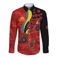 Gold Suns ANZAC Personalised Long Sleeve Button Shirt Lest We Forget Poppy Camo