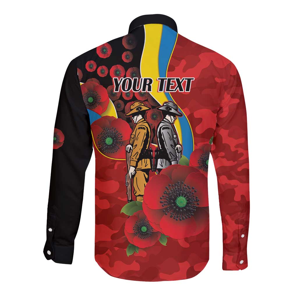Gold Suns ANZAC Personalised Long Sleeve Button Shirt Lest We Forget Poppy Camo