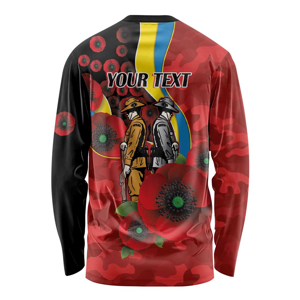 Gold Suns ANZAC Personalised Long Sleeve Shirt Lest We Forget Poppy Camo